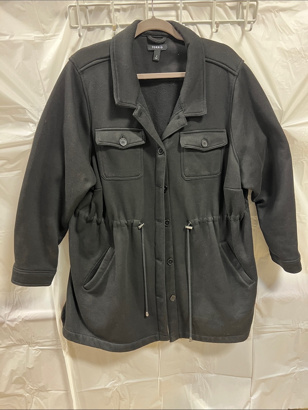 torrid Black Drawstring Waist Utility Jacket